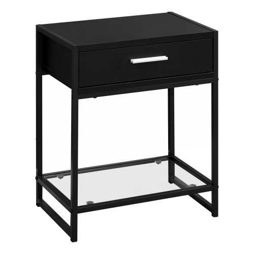 Monarch Specialties i 3502 accent table 22"h black metal and tempered glass