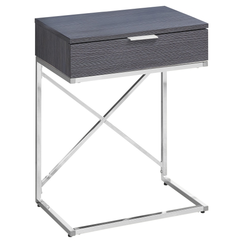 Monarch Specialties i 3474 accent table 24"h grey and chrome metal