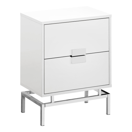 Monarch Specialties i 3490 accent table 24"h glossy white and chrome metal