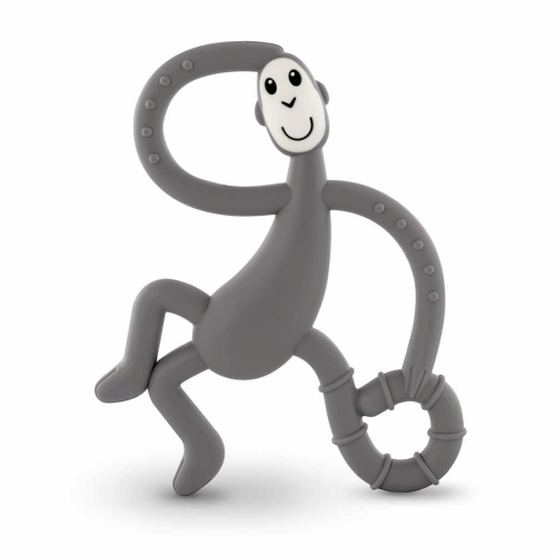 MATCHSTICK MONKEY  Teething Dancing Monkey Toy And Toothbrush - In Grey 