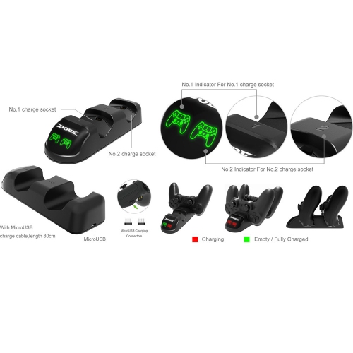 PS4 Charging Dock; Dual Charger with Charging Status Display Screen for PS4 Pro Dualshock 4 Wireless Controller