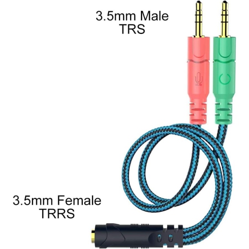 Headphone Splitter Cable for PC, 3.5mm Jack Headset Adapter Convertors for PC 3.5mm Female with Headphone/Microphone Transform to 2 Dual 3.5mm Male