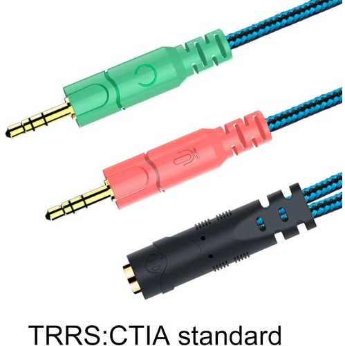 Headphone Splitter Cable for PC, 3.5mm Jack Headset Adapter Convertors for PC 3.5mm Female with Headphone/Microphone Transform to 2 Dual 3.5mm Male