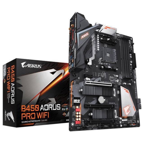 Gigabyte Motherboard B450 AORUS PRO WIFI AM4 AMD Ryzen B450 64GB DDR4 ATX Retail