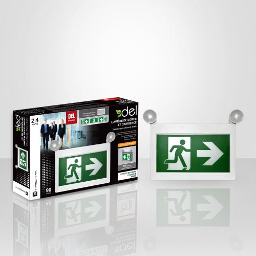 Xtricity LED emergency exit light 1.2w x 2 heads/3 pictogram 90L