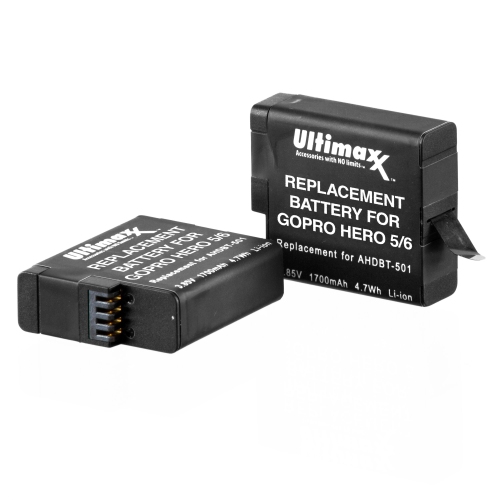 Ultimaxx Replacement Battery For GoPro Hero 5/6 3.85v 1700mAh And Dual Battery