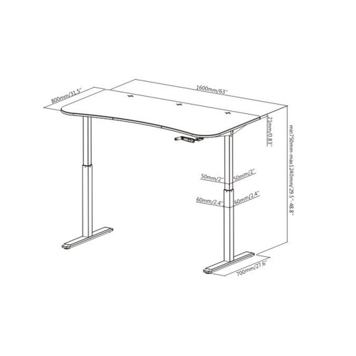 Boost Industries FS-MC63 Floor Standing Manual Height Adjustable Gaming/PC Desk