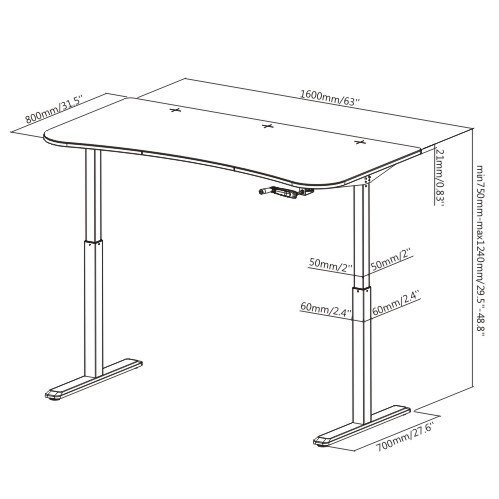 Boost Industries FS-MC63 Floor Standing Manual Height Adjustable Gaming/PC Desk