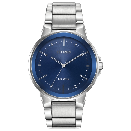 Citizen Mens Axiom Japanese Eco-Drive Watch 41mm Silver-Tone Stainless Steel Case and Bracelet with Blue Dial