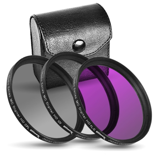 Trousse de 3 filtres professionnel multirevêtement de 46 mm UV, CPL, FLD d’Ultimaxx pour tous les appareils photo reflex numériques L