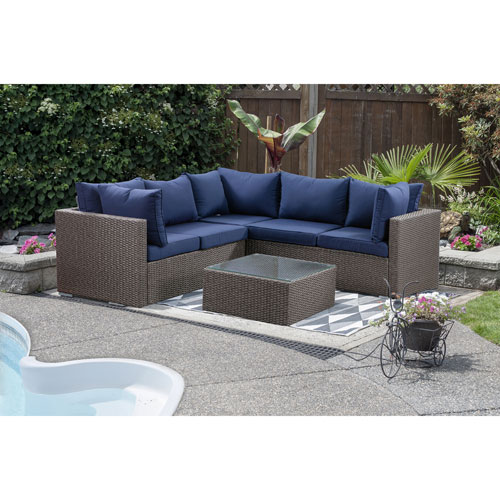 Cathy 3 Piece Wicker Patio Conversation Set Navy Brown Only At