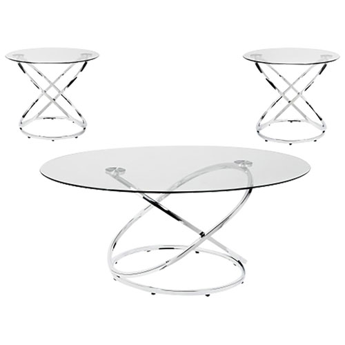 Brassex Modern 3 Piece Coffee Table Set Chrome Glass Best Buy Canada