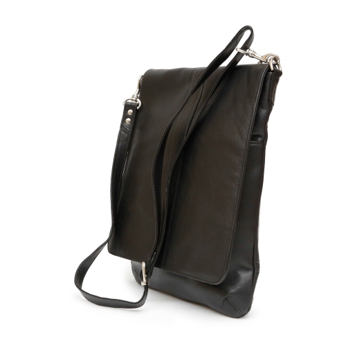 Ashlin Evan Leather Messenger Bag - Black