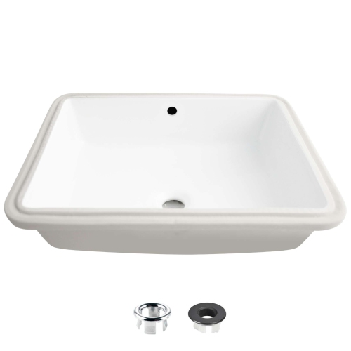 Stylish Undermount 20" Rectangular Bathroom Sink with 2 Overflow Finishes P-204