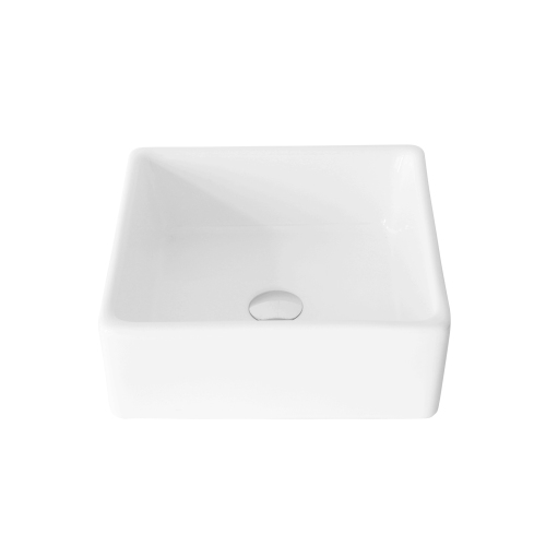 Porcelain Square Vessel Bathroom Sink - White Colour
