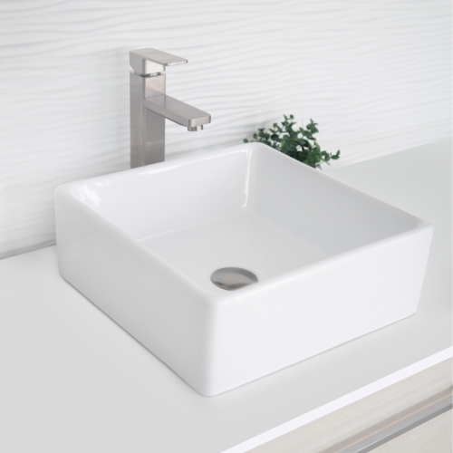 Porcelain Square Vessel Bathroom Sink - White Colour