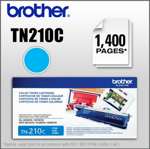 Brother TN210C Cyan, Original Toner Cartridge, For HL-3040CN, MFC-9120CN, MFC-9325CW