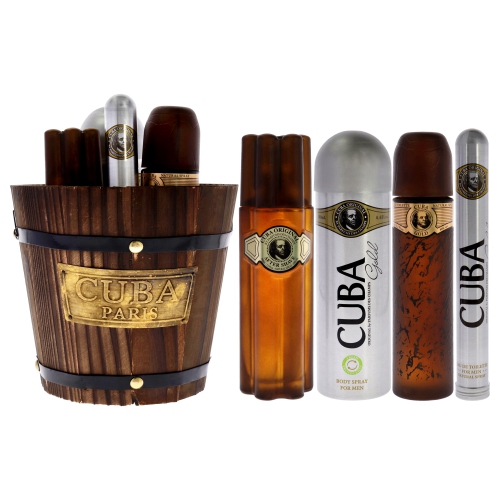 FRAGLUXE  Cuba By Gift Set - 3.4 OZ Edt Spray + 1.17 OZ Edt Spray + 6.7 OZ Body Spray + 3.3 OZ After Shave (Men) In Gold