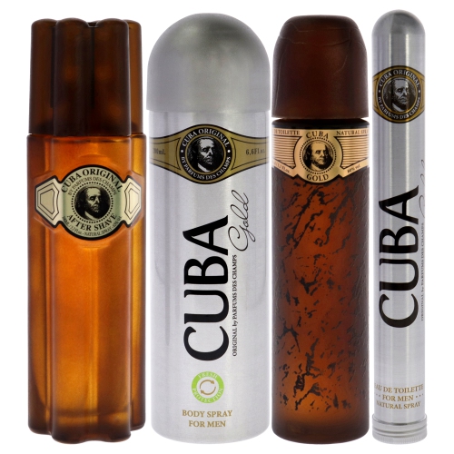 Cuba Gold by Fragluxe Gift Set - 3.4 oz EDT Spray + 1.17 oz EDT Spray + 6.7 oz Body Spray + 3.3 oz After Shave