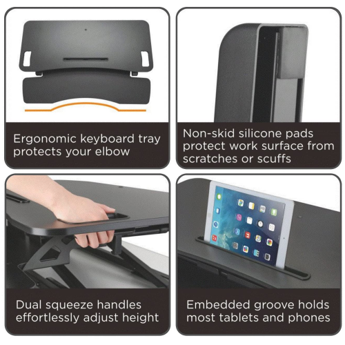 AnthroDesk ErgoSpring Wide Sit Stand Desk Converter with Standing Desk Comfort Mat