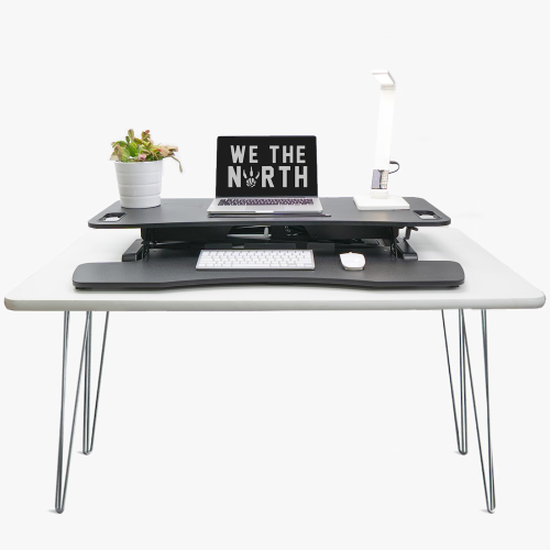 AnthroDesk ErgoSpring Wide Sit Stand Desk Converter with Standing Desk Comfort Mat