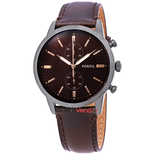 Image 1 of 3.. Fossil Townsman Chronograph Brown Satin Dial Mens Watch FS5437