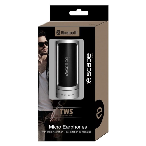 Escape Platinum BTM886 Mini Wireless Bluetooth Earphones With Charger Case Black and Silver