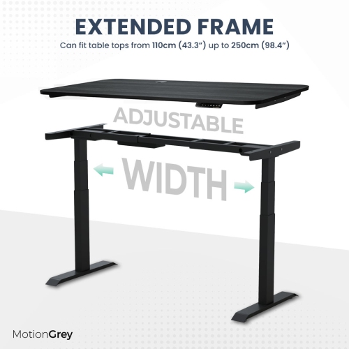 MotionGrey Height Adjustable German Electric Dual Motors Sit to Stand Computer Home and Office Standing Desk Riser - Black Frame