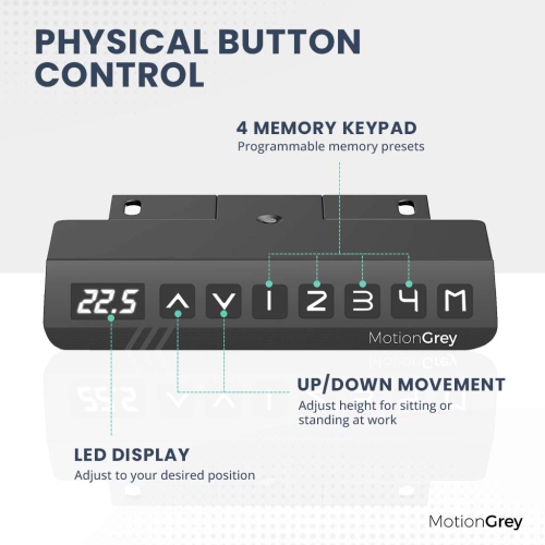 MotionGrey Height Adjustable German Electric Dual Motors Sit to Stand Computer Home and Office Standing Desk Riser - White Frame