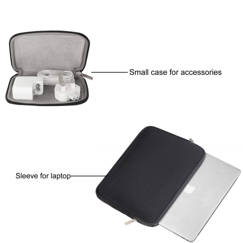 Water Repellent Lycra Sleeve Bag Cover for 13-13.3 Inch Laptop with Small Case for MacBook Charger