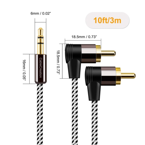 Mp3 Home Theater Speakers 3m Cablecreation Angle 3 5mm Male To 2rca Male Auxiliary Stereo Audio Y Splitter Gold Plated For Smartphones Hdtv 3 5mm To Rca Cable 10ft Tablets Audio Video Accessories Electronics