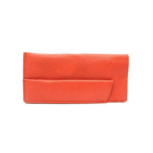 Ashlin Calarbria Leather Eyeglass Case with Pen Loop - Tangerine Orange