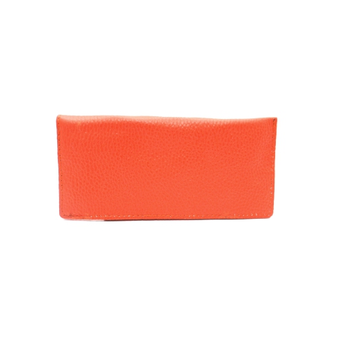 Ashlin Calarbria Leather Eyeglass Case with Pen Loop - Tangerine Orange