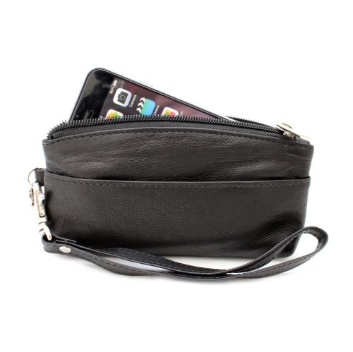 Sac à main en cuir avec dragonne Genesia d’Ashlin - Noir