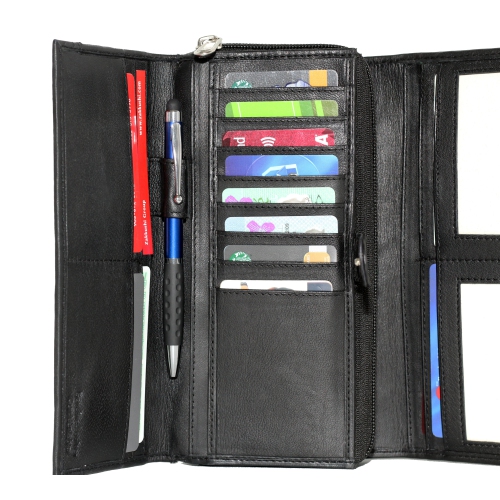 Ashlin 7" Leather Organizer Wallet - Black