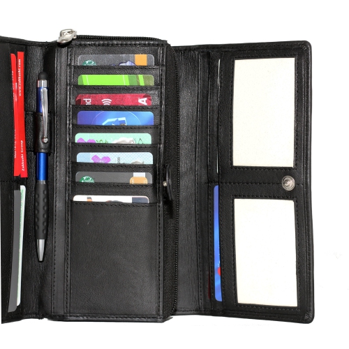 Ashlin 7" Leather Organizer Wallet - Black