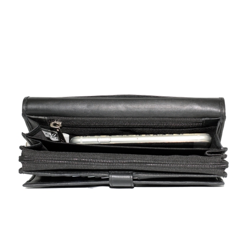 Ashlin 7" Leather Organizer Wallet - Black