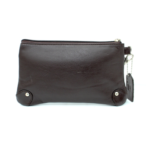 Étui-portefeuille en cuir avec dragonne Catarine d’Ashlin - Brun foncé