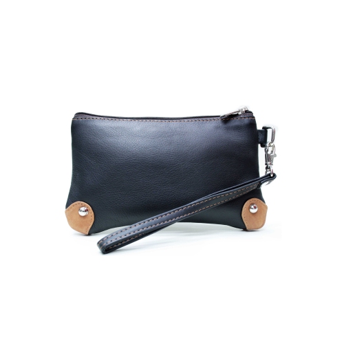 Étui-portefeuille en cuir avec dragonne Catarine d’Ashlin - Noir-brun