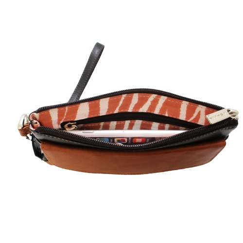 Étui-portefeuille en cuir avec dragonne Catarine d’Ashlin - Noir-brun