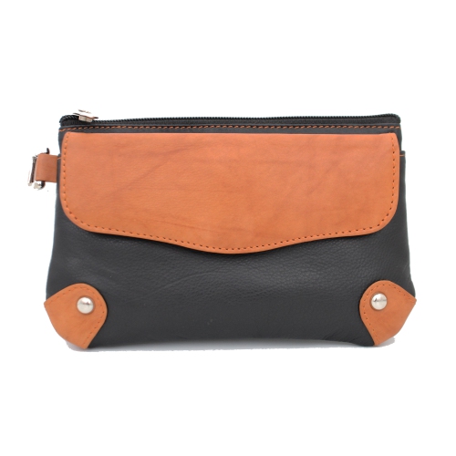 Étui-portefeuille en cuir avec dragonne Catarine d’Ashlin - Noir-brun