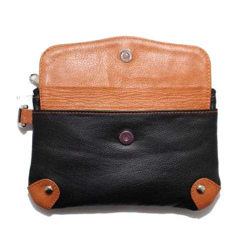 Étui-portefeuille en cuir avec dragonne Catarine d’Ashlin - Noir-brun