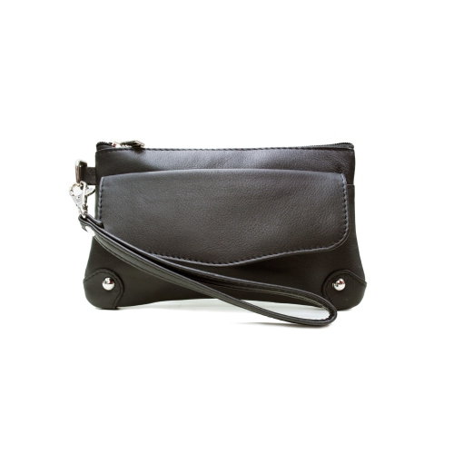 Étui-portefeuille en cuir avec dragonne Catarine d’Ashlin - Brun foncé