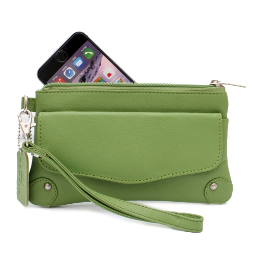 Ashlin Catarine Leather Wristlet Wallet Pouch - Green
