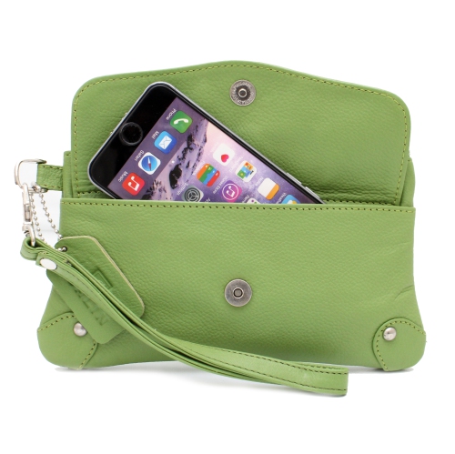 Ashlin Catarine Leather Wristlet Wallet Pouch - Green