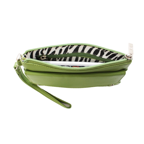 Ashlin Catarine Leather Wristlet Wallet Pouch - Green
