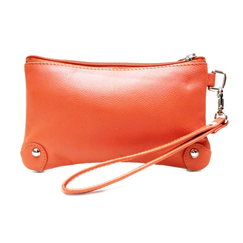 Ashlin Catarine Leather Wristlet Wallet Pouch - Orange