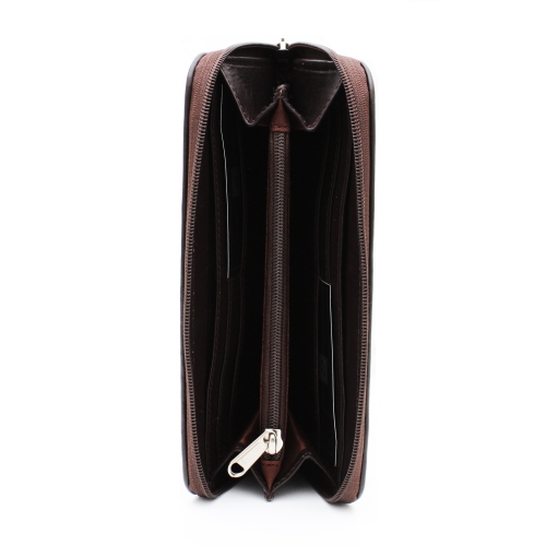 Pochette-portefeuille en cuir à deux rabats Mercer d’Ashlin - Brun foncé