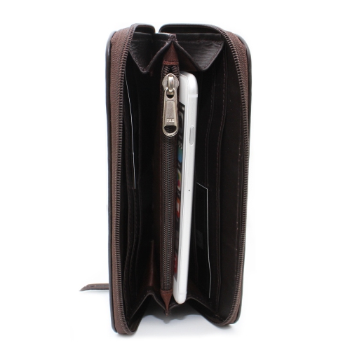 Pochette-portefeuille en cuir à deux rabats Mercer d’Ashlin - Brun foncé