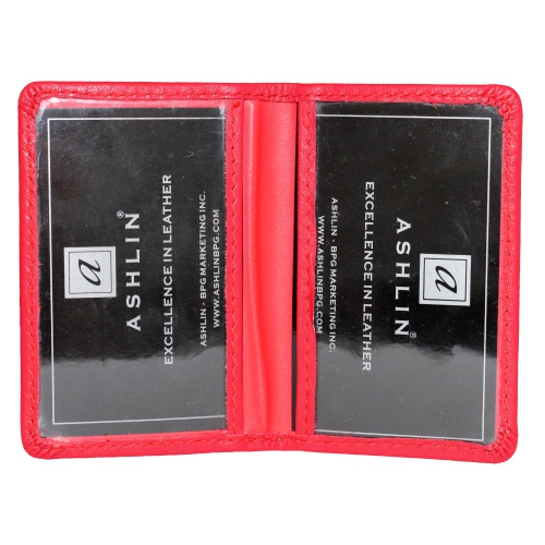 Ashlin Chatham Slim Bi-Fold Leather ID Holder - Fire Engine Red